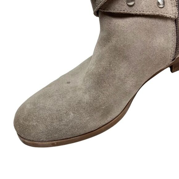 SOLE SOCIETY Taupe BELVANNE Genuine Leather Suede Ankle Boots Booties Shoes sz 8 - Picture 11 of 16